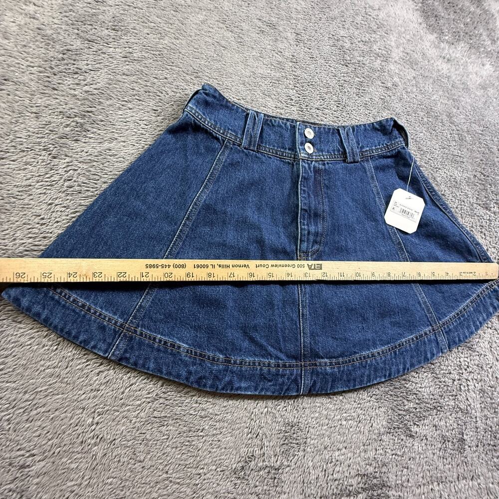 Altar'd State S Womens Denim Mini Skirt Blue Jean A-Line Cotton Flare NWT - Picture 6 of 9